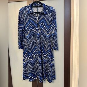 Blue and White Chevron Dress Size L